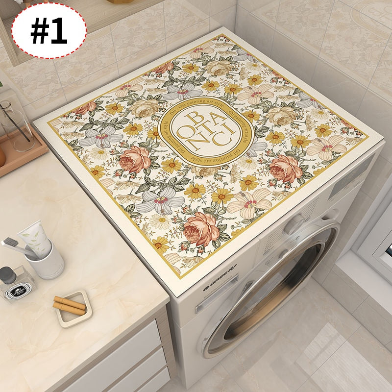 Maliben | Retro Floral Washing Machine Cover Drainer Mat