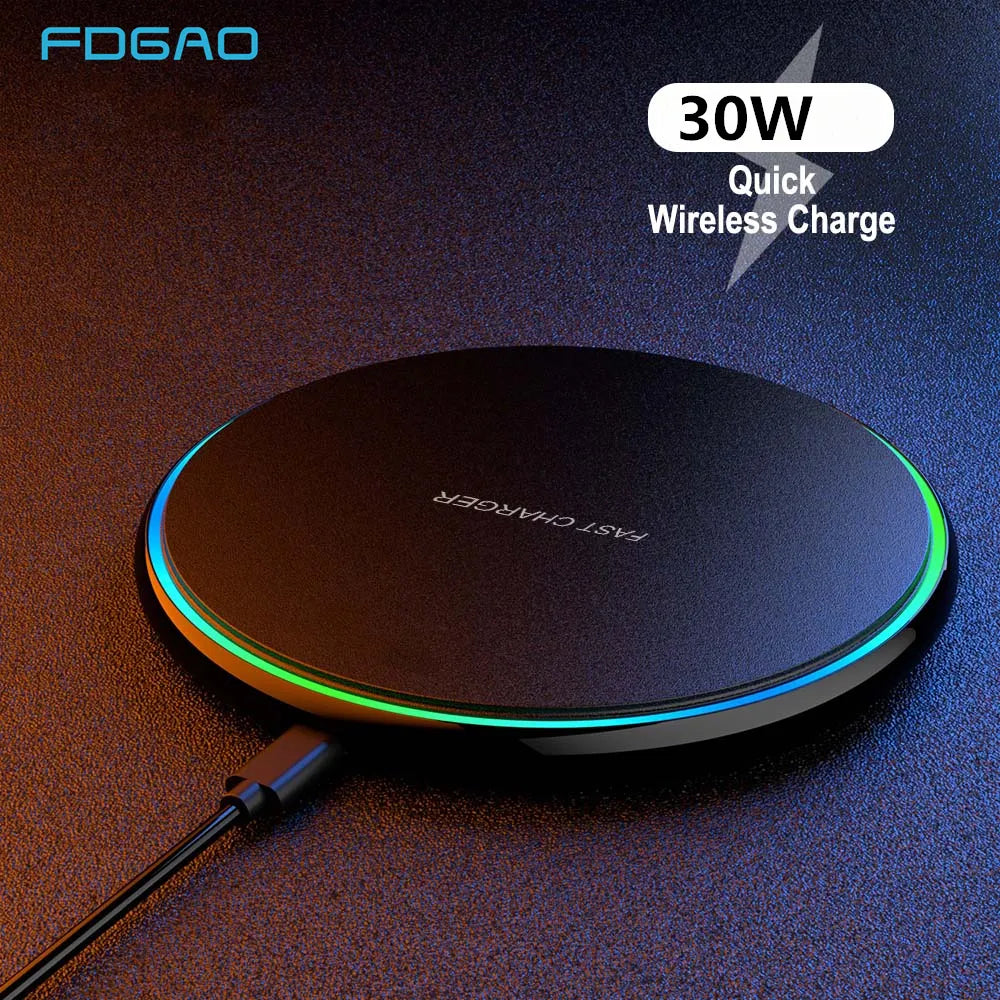 Maliben | 30w Fast Wireless Charging Pad | Premium Usb C Charging Cable Magsafe Charger For Apple Iphone, Samsung & Android - Fast Wireless Charging Pad