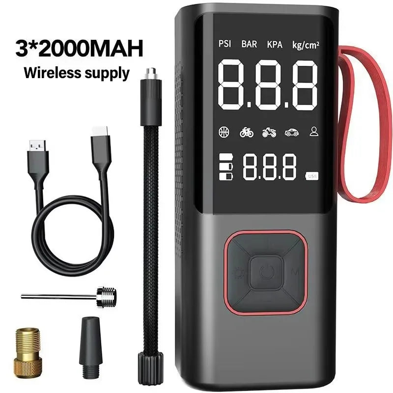Maliben | Digital Battery Air Pump Airsure Pro | 150 Psi | 6000 Mah Powerbank | Led Light & Automatic Stop | For Car, Bicycle, Ball & More