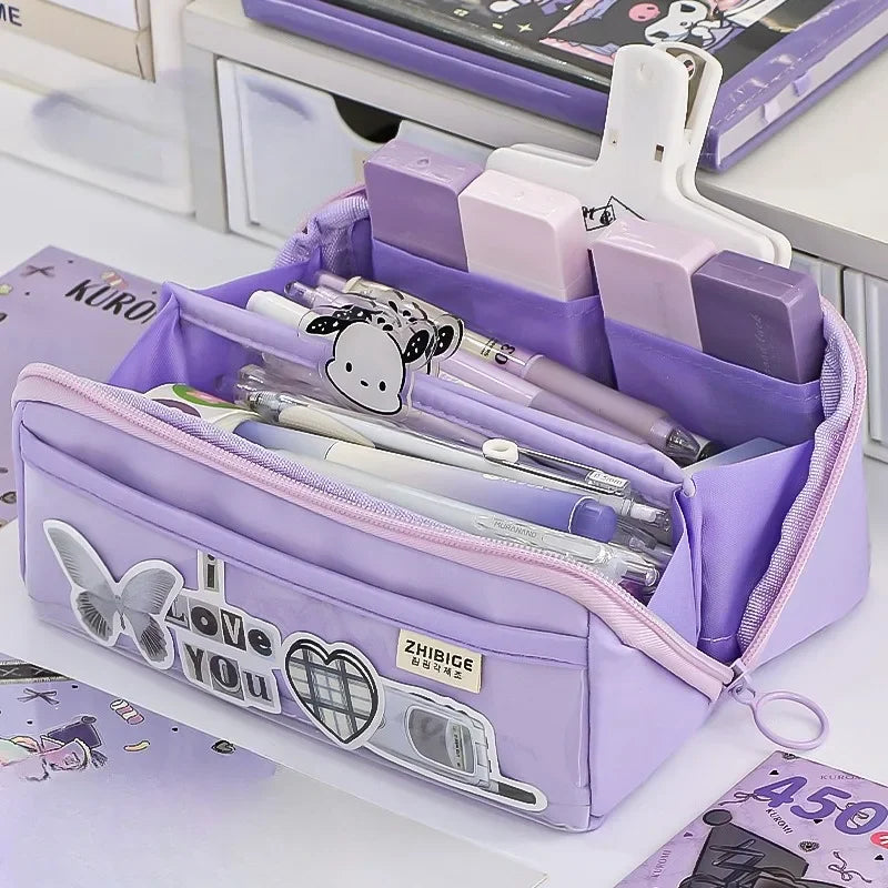 Maliben | Pencil Case Kidzora Crystalbag | Transparent & Versatile | 10-Pocket Design | Large Capacity For School & Leisure