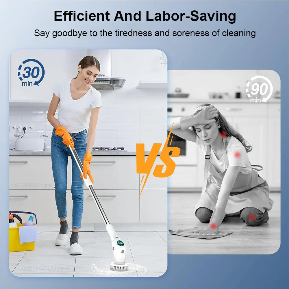 Maliben | SIngle Cleaning Solution: 8-in-1 Multifunctional Electric Cleaning Brush - Wireless And Rotating For Bathroom, Kitchen, Windows, And Toilet