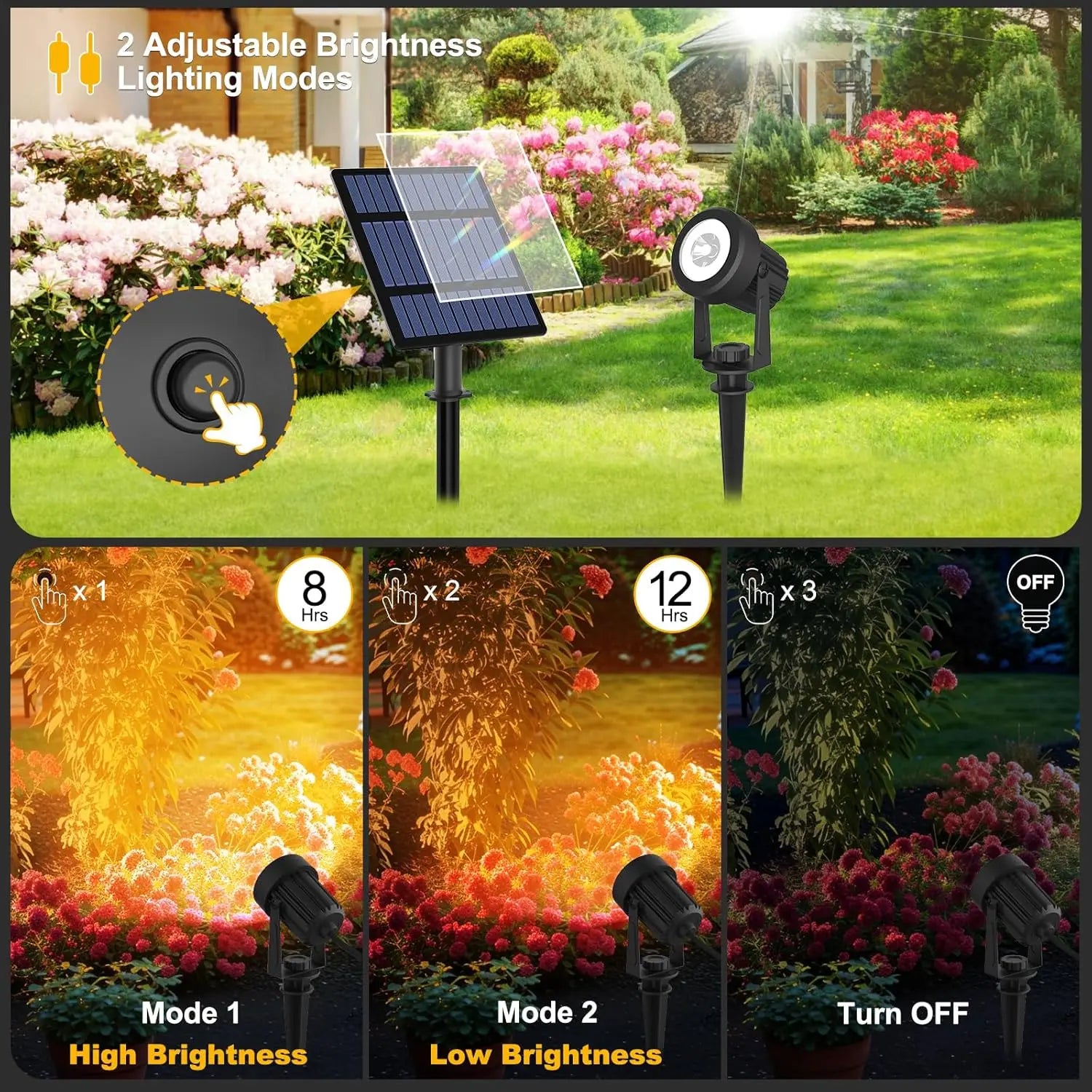 Maliben LumiGlow Solar Garden Spotlight — DuoColor, IP65