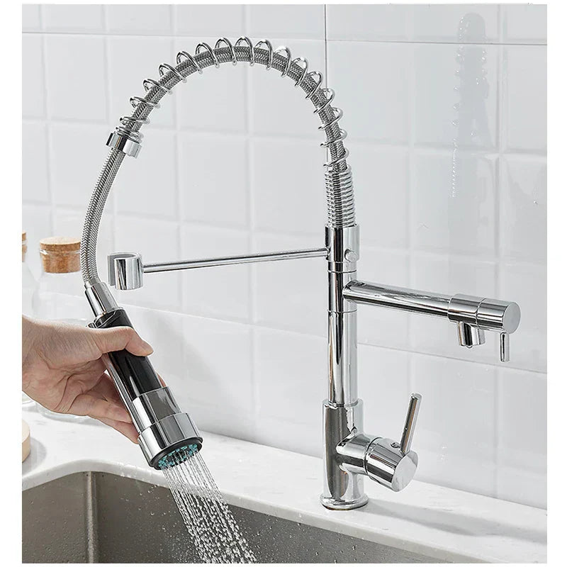 Maliben | Dualflow Kitchen Faucet - Luxurious Double Bronze Kitchen Faucet