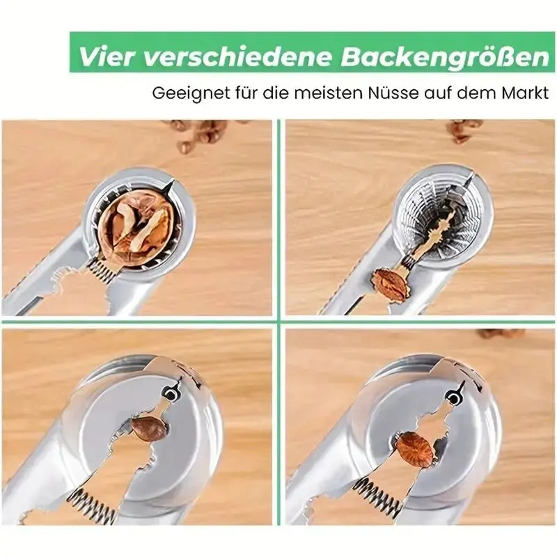 Maliben | Nutoro Nutcracker Made Of Metal | Multifunctional For Walnuts, Chestnuts, Almonds & Hazelnuts | Ergonomic Handle | Silver
