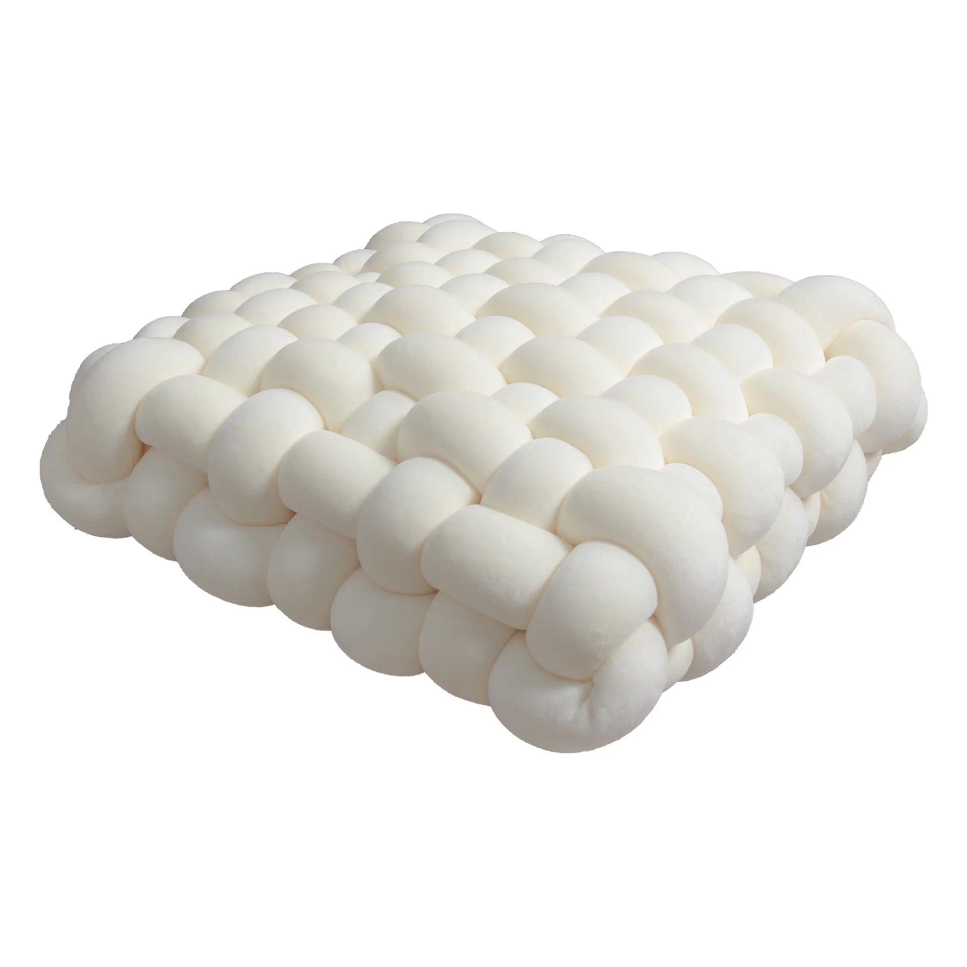 Maliben | Living Room Soft Plush Knot Pillow Sofa Pillow Solid Color Square Handwoven Home Throw Pillow Square Woven Seat Cushion Pillow
