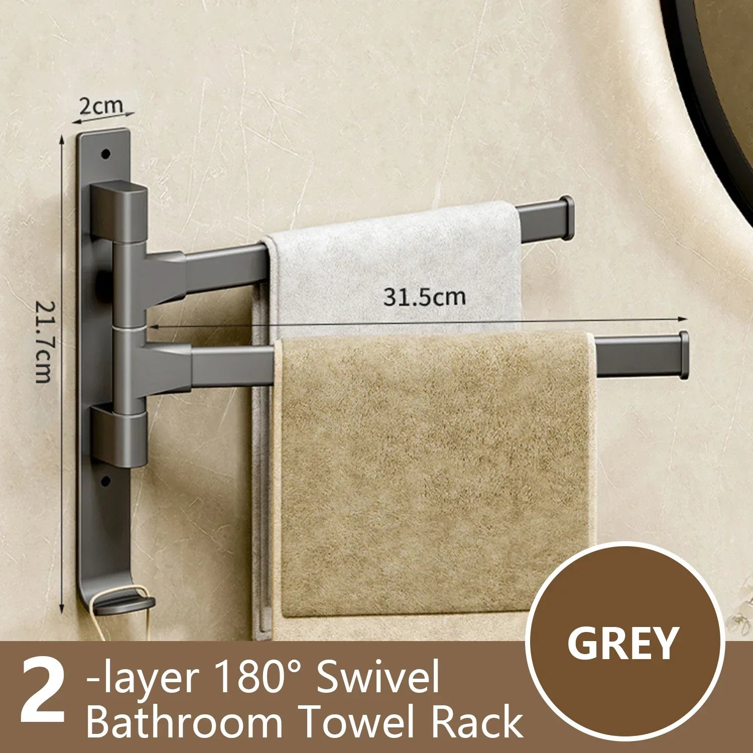 Maliben | Bathroom Towel Holder Rotatable Towel Rack Space Aluminum 1/2/3/4/5-Bar Towel Holder Kitchen Shelf Kitchen Hanging Shelf Wall Mounted