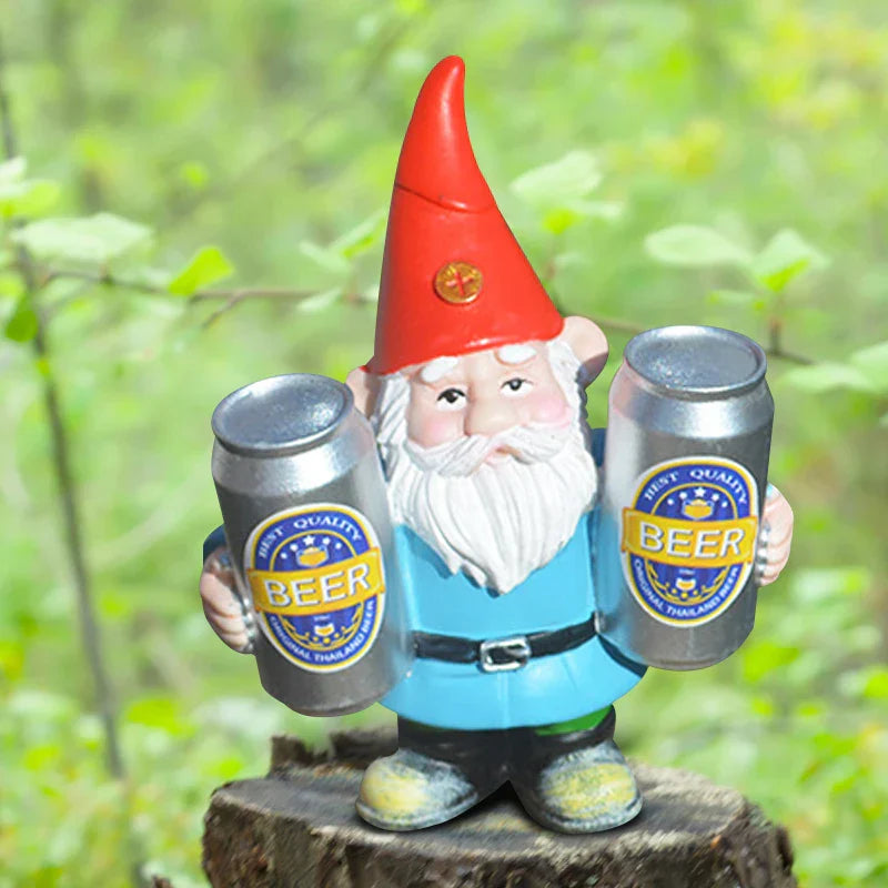 Maliben | Drunken Gnome With Beer Funny Figurine For Garden And Home Decoration