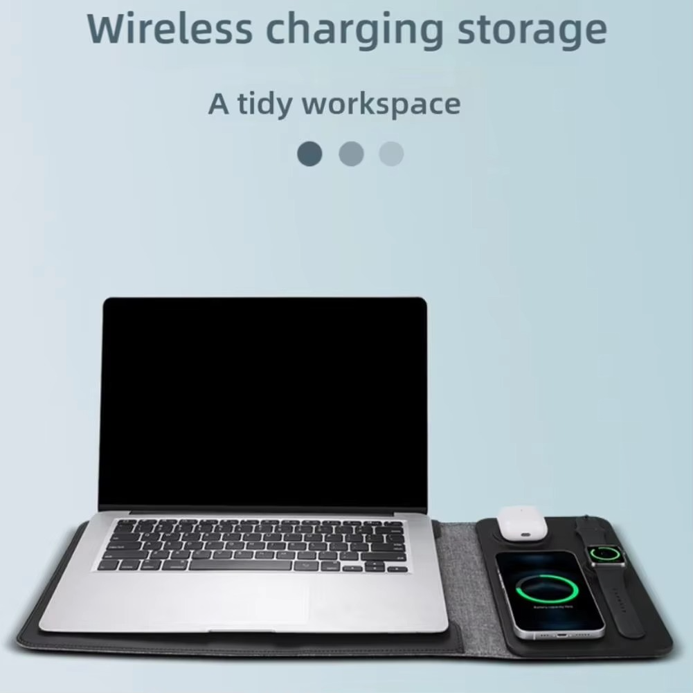 Maliben | Magnetic 3-In-1 Wireless Charging Laptop Sleeve With Mouse Pad &Amp; Desk Mat