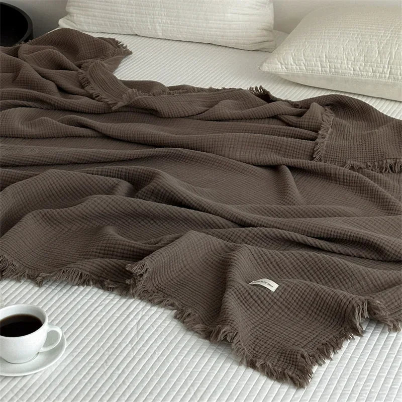 Maliben | Solid Color Cotton Sofa Blanket