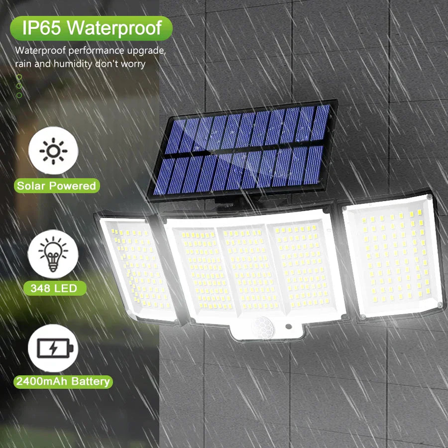 Maliben | Solar Wall Light Lumoguard 318led | Motion Sensor & 3 Lighting Modes | Ip65 Waterproof For Garden, Terrace & Fence