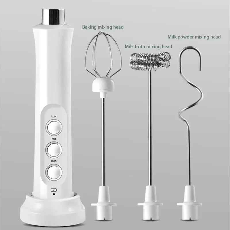 Maliben | 3 In 1 Electric Milk Frother Rechargeable Milk Foam Maker Handheld Frother High Speed Milk Frother Drink Mixer Coffee