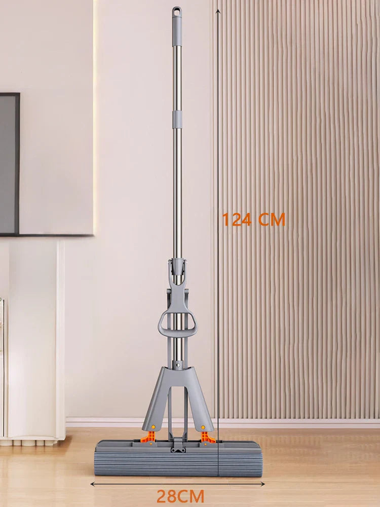 Maliben | Mopilo Folding Sponge Mop | Without Hand Contact | 125 Cm Length | For Tiles, Wood & Glass