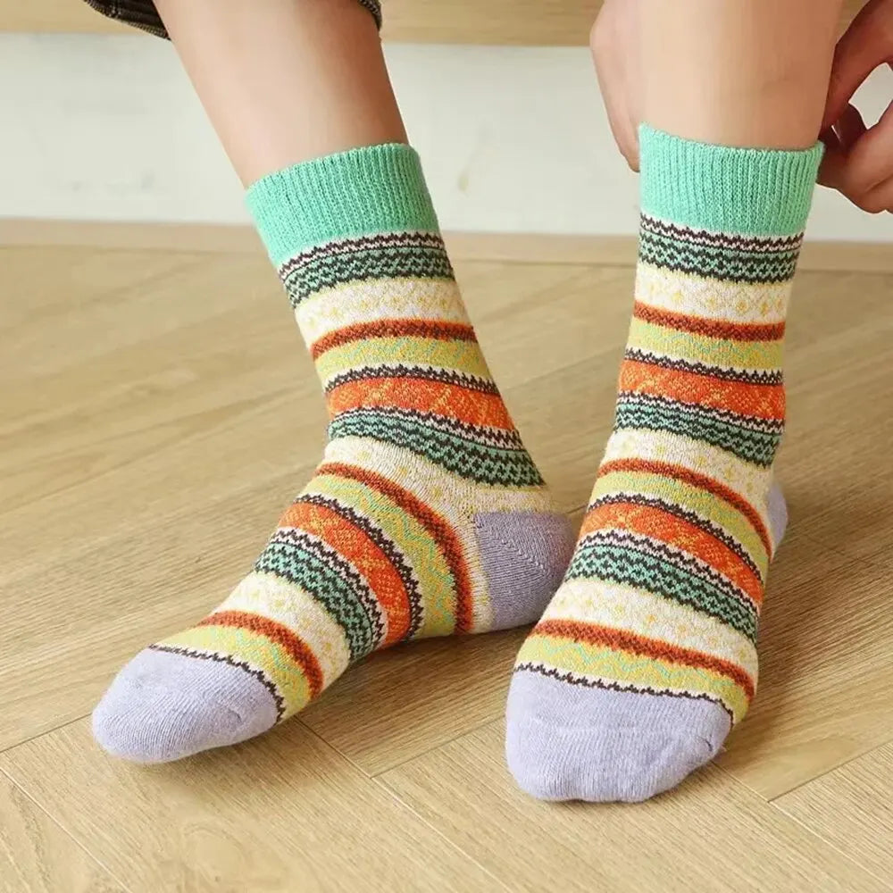 Maliben | Woolina | Women's Wool Socks Set | 5 Pairs | Extra Thick & Warm | Autumn & Winter