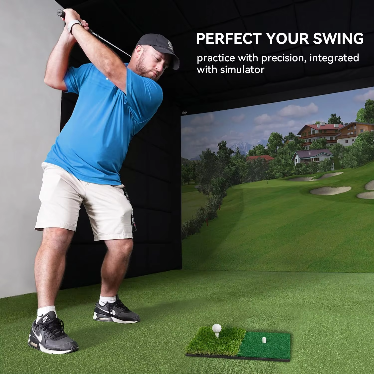 Maliben | Portable Golf Hitting Mat With Tee Hole For Backyard, Garage, And Indoor Practice