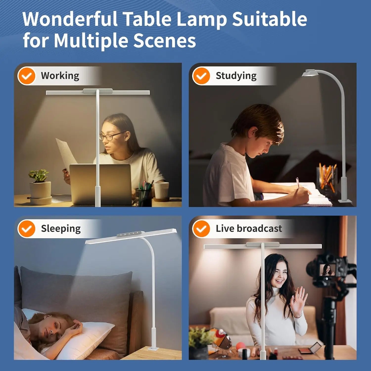Maliben | Lumavue Led Desk Lamp With Clamp | Extra Wide Illumination | Stepless Dimmable & Adjustable Color Temperature | For Home Office & Screen Workstation