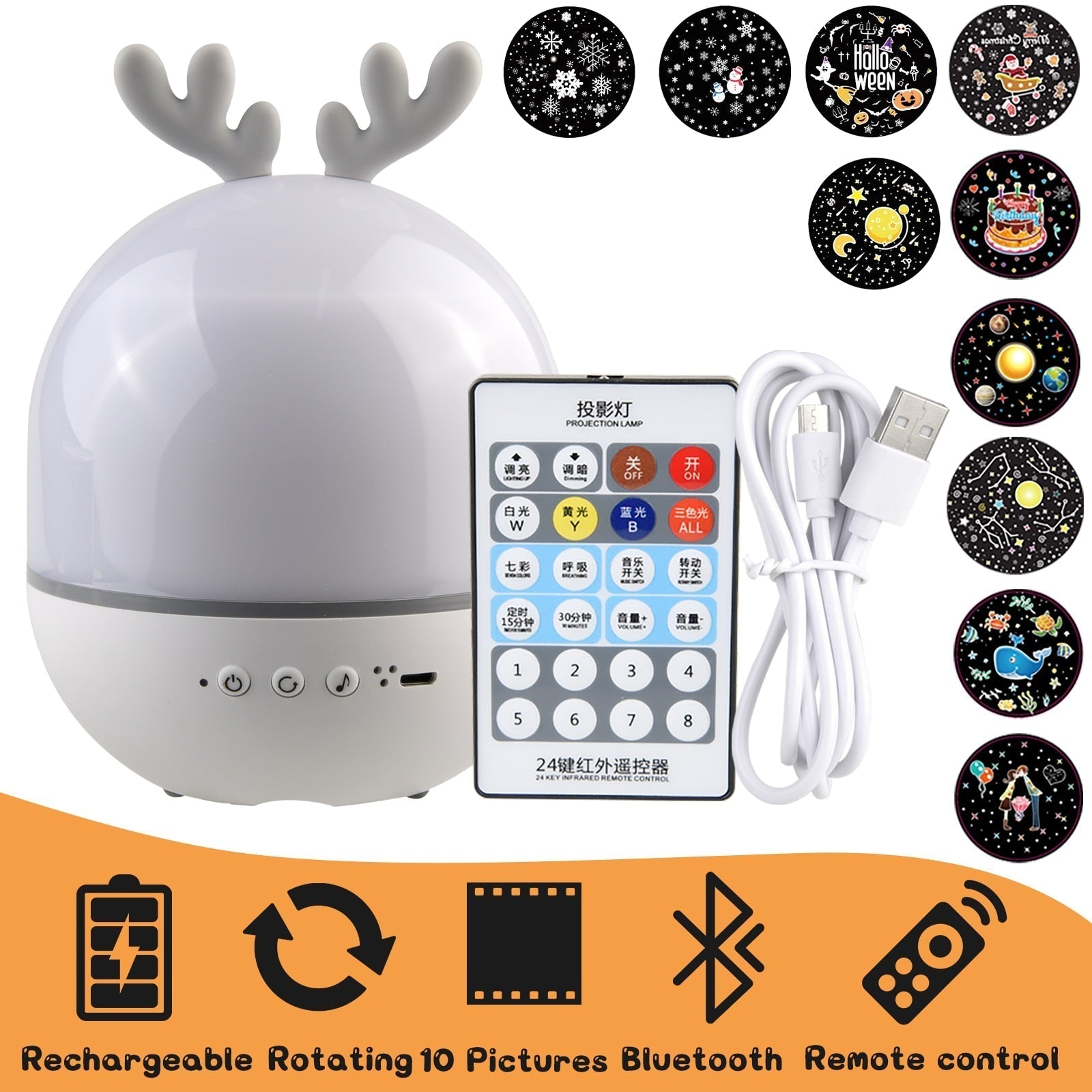 Maliben | Rotating Deer Music Star Projector Night Lamp
