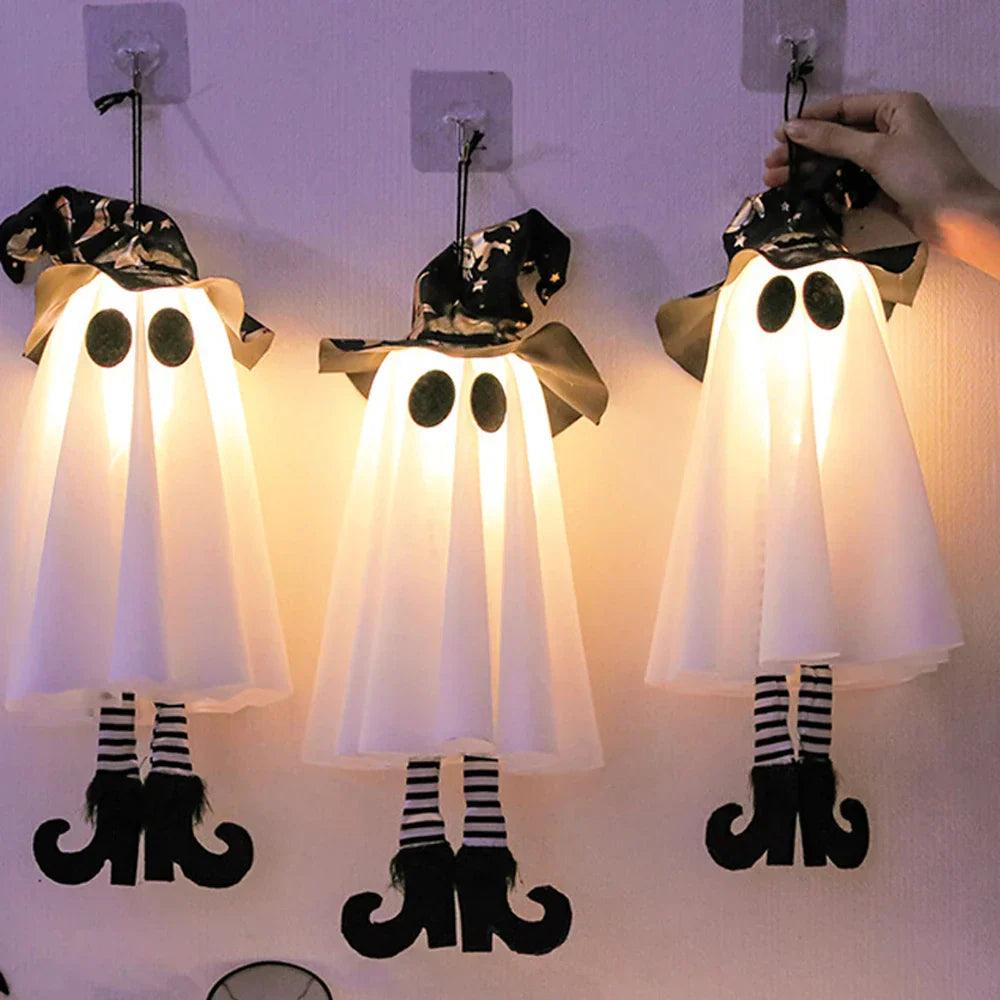 Maliben | Glow Ghost Spookyshine | Led Hanging Ghosts | Halloween Decoration | Indoor & Outdoor | 1/2/3 Pieces