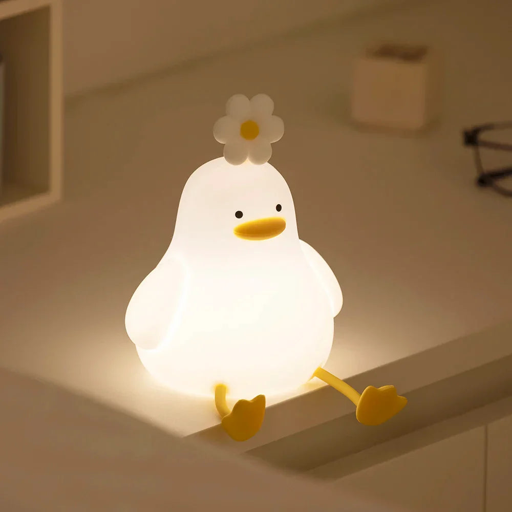 Maliben | Quackglow Led Night Light | Cute Duck Design | Soft Silicone | 3 Brightness Levels | Usb Rechargeable | 12 × 10 × 12 Cm
