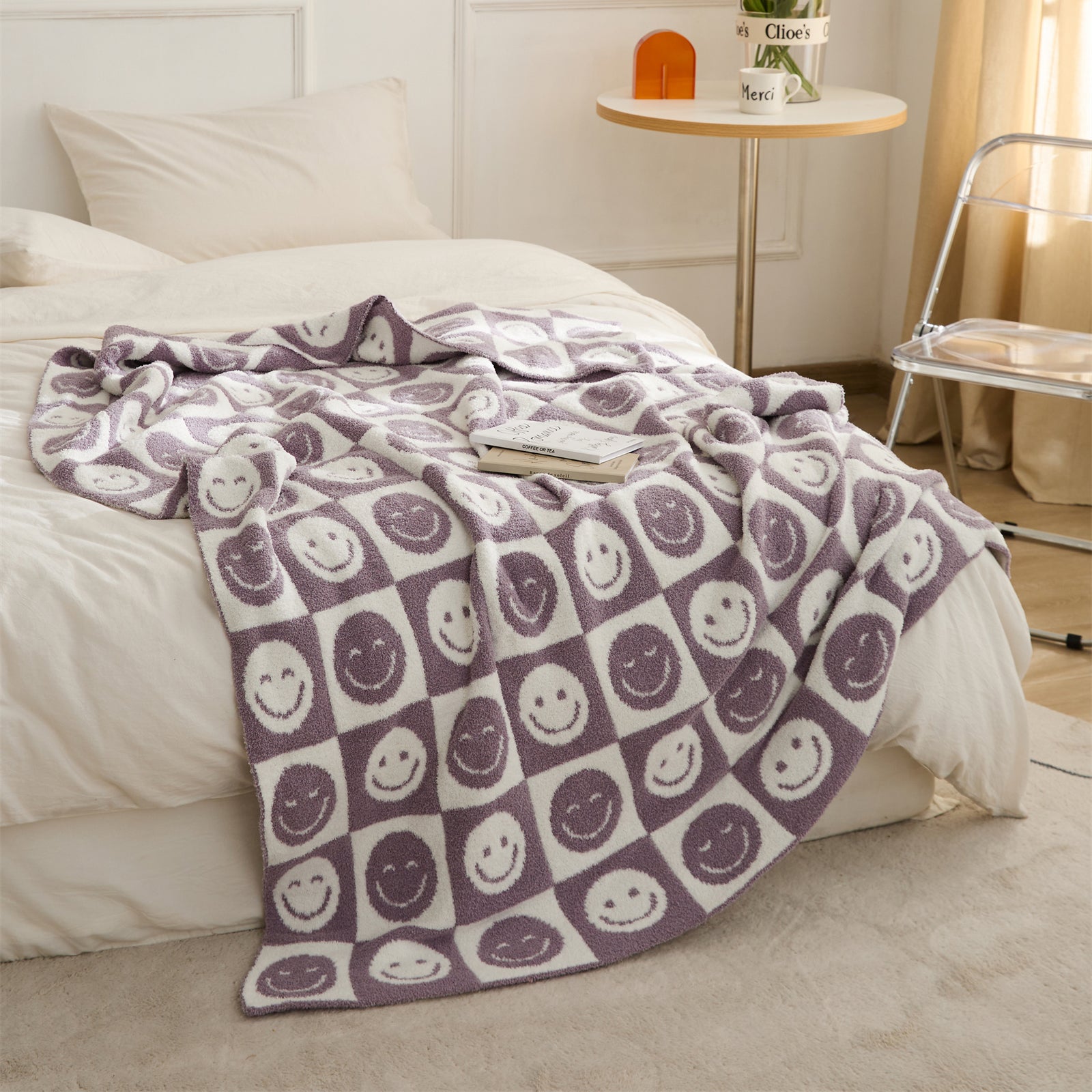 Maliben Smiley Checked Blanket