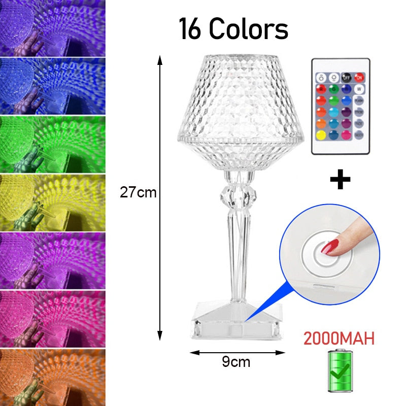Maliben | Diamond Glow Rechargeable Crystal Table Lamp
