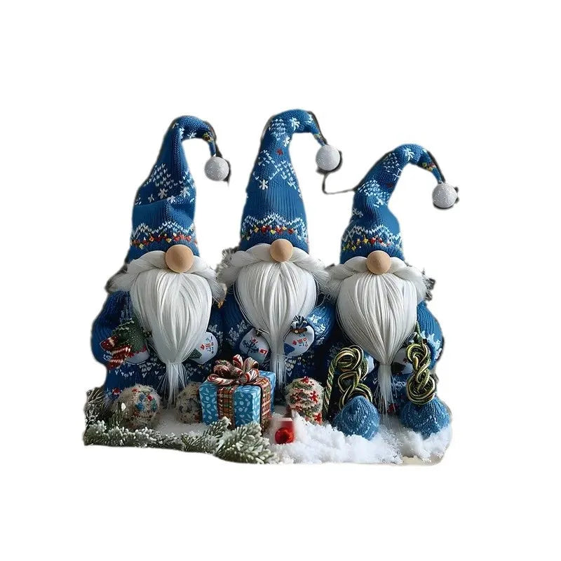 Maliben | Glasnordic Christmas Gnome Decoration | Acrylic Table Figure 18 Cm | 3 Gnomes In Blue | Festive Decoration For Living Room, Kitchen & Office