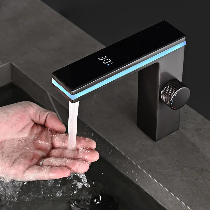 Maliben | Led Sink Faucet With Digital Temperature Display And Hot-Cold Mixing Function