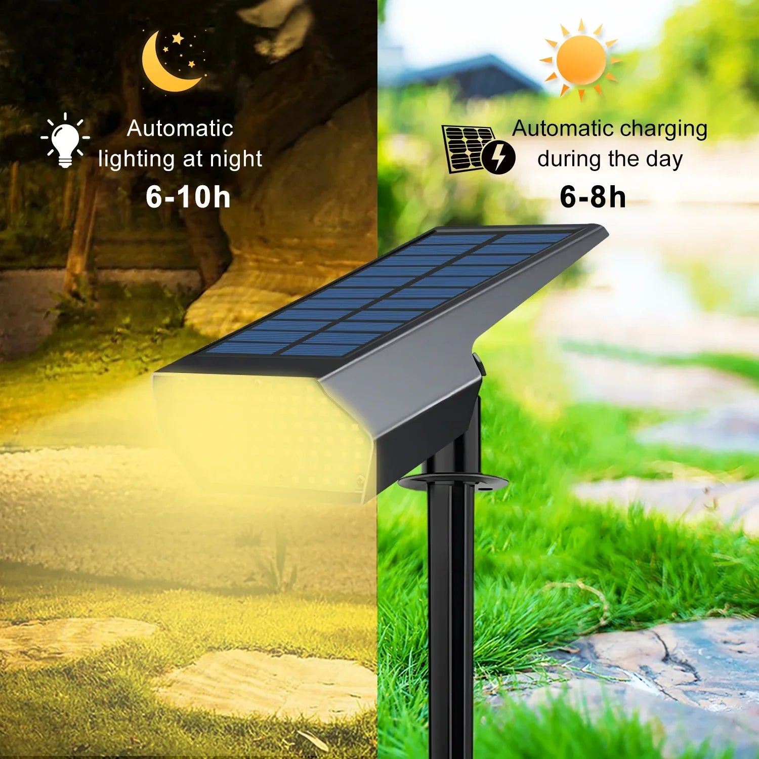 Maliben | Solar-Spotlight Lumiyard 92led | 2-Colored Garden Lighting (Warm-/Cool White) | Ip65 Waterproof & Automatic Dusk Sensor