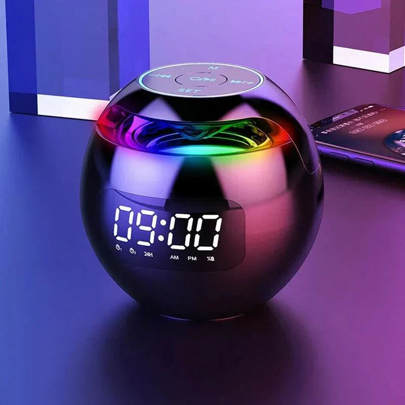 Maliben | Ball Speaker Alarm Clock | Bluetooth 5.0 | Led Night Light | 2200 Mah Battery