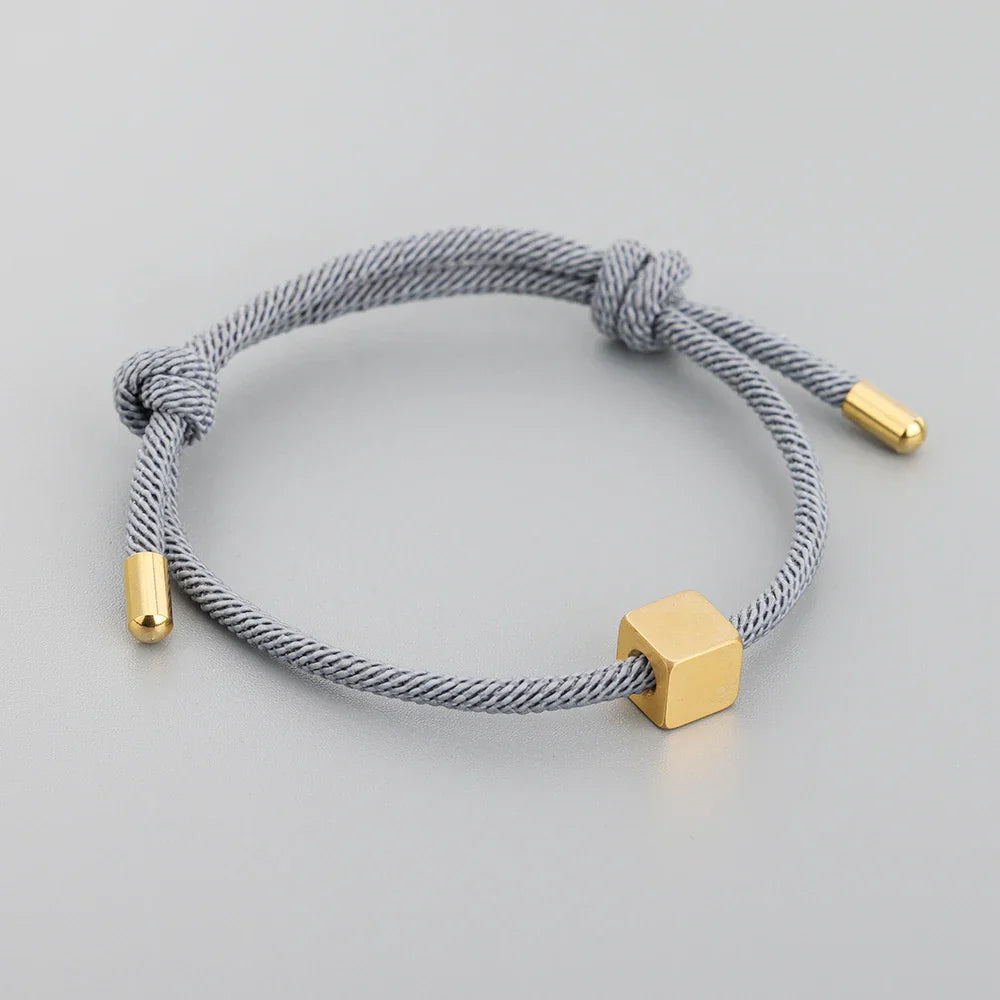Maliben | Adjustable Couples Box Letter Initial Bracelets