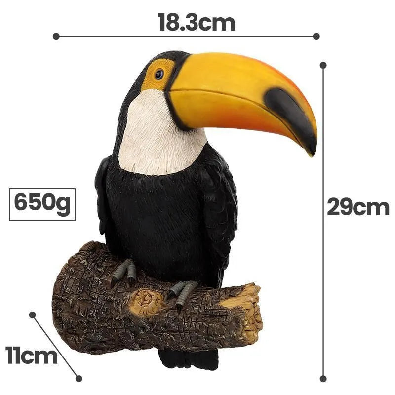 Maliben | Toucan Figure Tropijoy | Hand-Painted Tree Decoration | Hanging Garden Statue Made Of Resin | 29 × 19.3 × 11 Cm