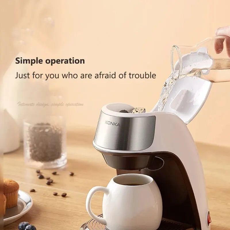 Maliben | KONKA Coffee Machine 2 in 1, Tea and Coffee Powder, Multiple Drops, Cafeteria, Quick Heating, Office and Home, 220 V, Easy to Use
