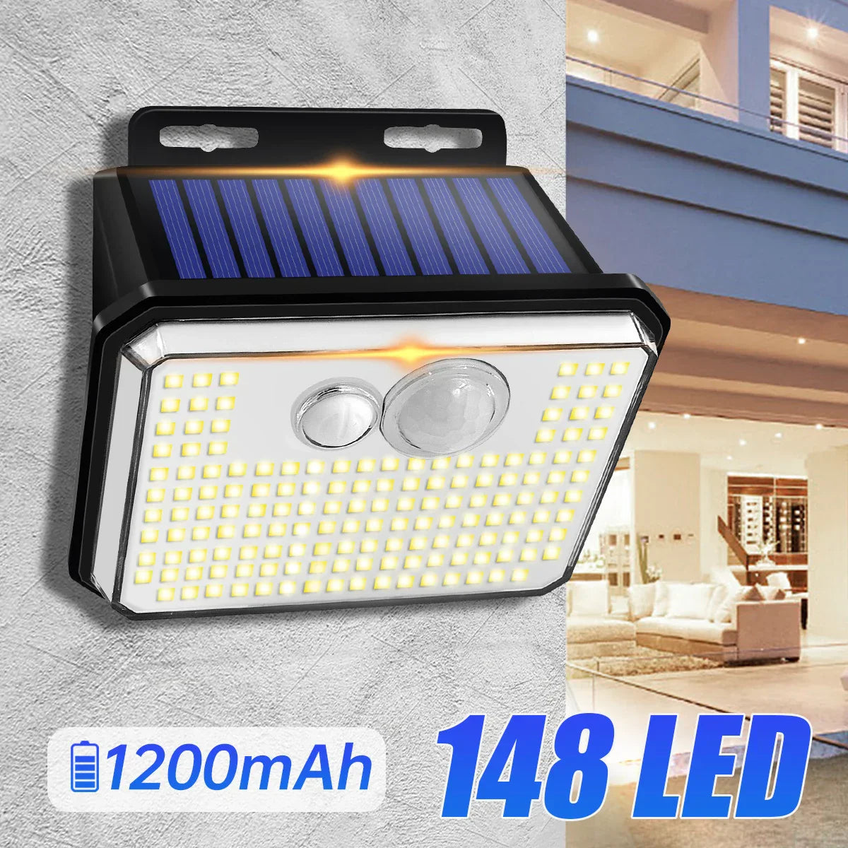 Maliben | Solentra Solar Wall Light Outdoor With Motion Sensor | 148 Leds | Ip65 Waterproof | 3 Modes | Super Bright & Wireless