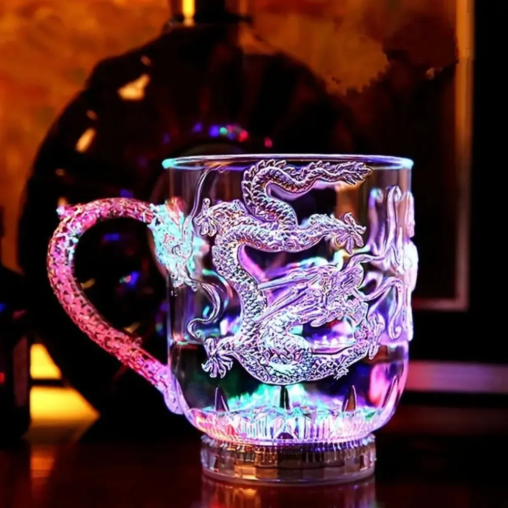 Maliben | 1 piece color changing luminous LED dragon mug water activated lights beer coffee milk tea wine whiskey bar cup travel creative gift