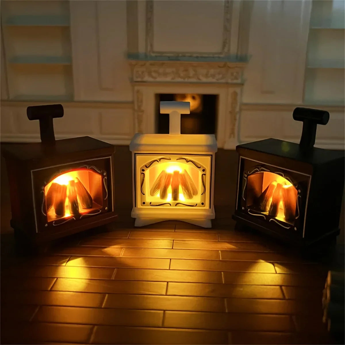 Maliben | Minoria Dollhouse Fireplace Miniature | With Light Effect | 1:12 Scale | Christmas & Home Decor | 7 × 4.9 Cm