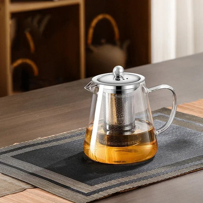 Maliben | 450ml-950ml Heat Resistant Glass Teapot – Stainless Steel Tea Filter, Flower Kettle For Kung Fu Tea, Puer And Oolong Tea
