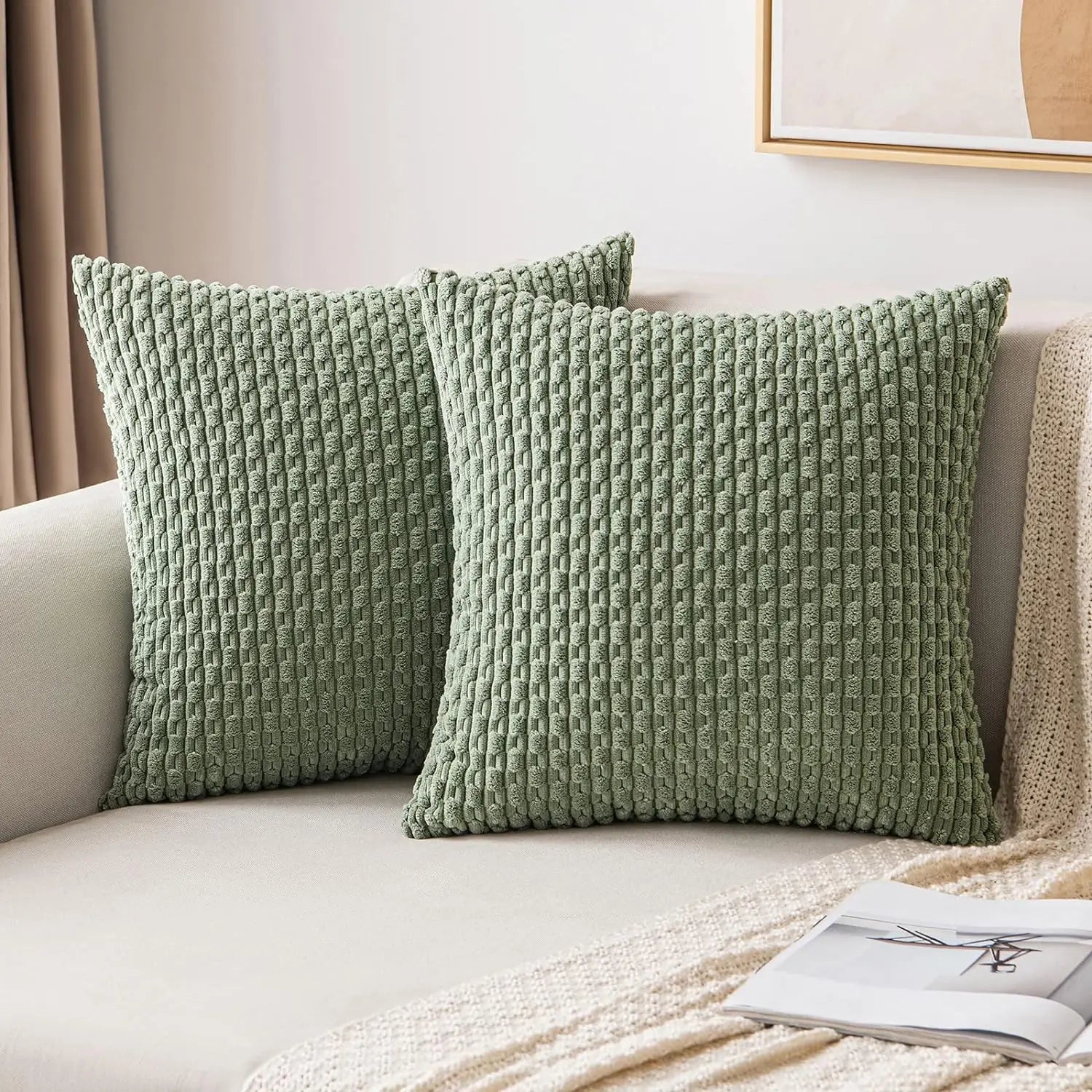 Maliben | Soft Ribbed Velvet Decorative Pillow With Stripes In Boho Style For Sofa And Bed