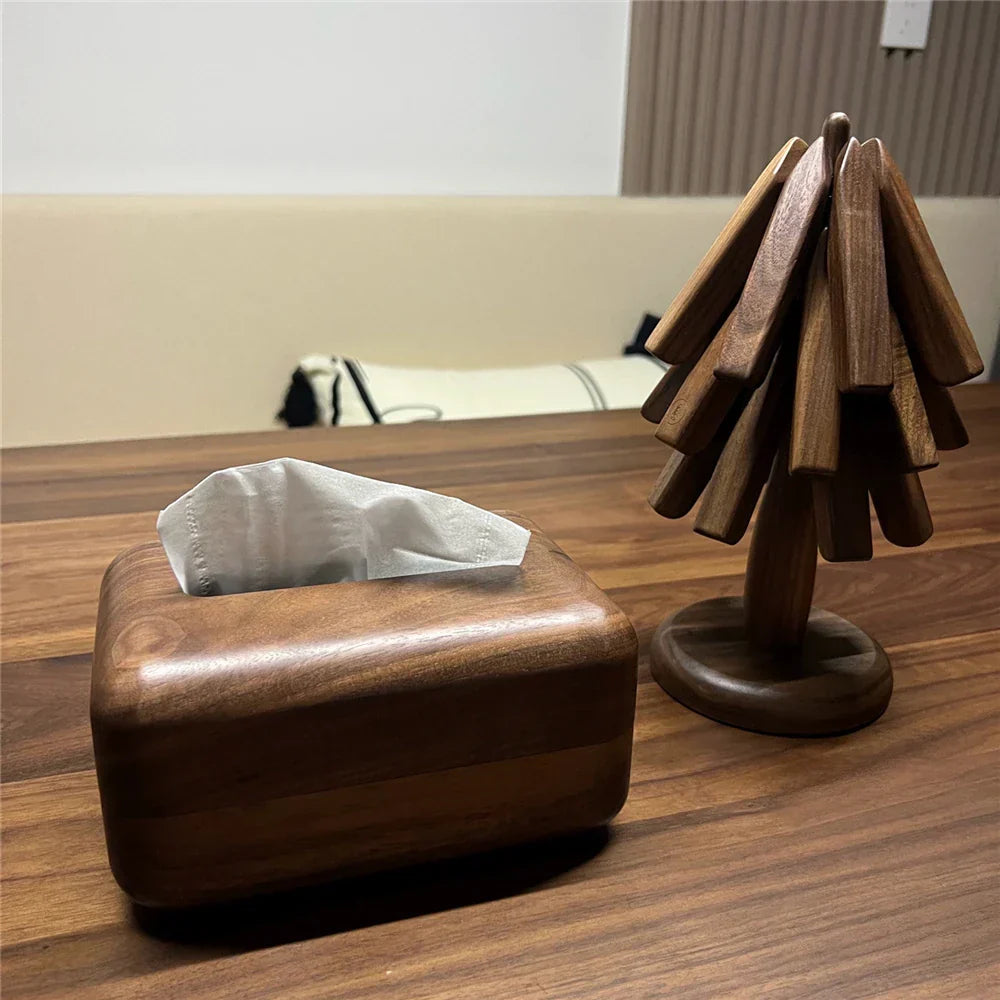 Maliben | Walnut Coaster Set - Protect Your Surfaces With Tree-Shaped Coasters