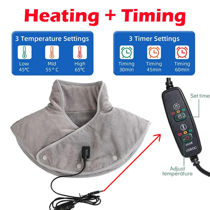 Maliben | Warm Neck And Shoulder Massager Usb Heating Cushion With Vibration