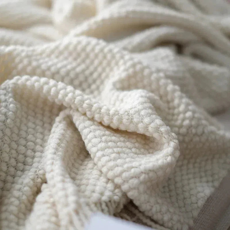 Maliben Cream White Blanket
