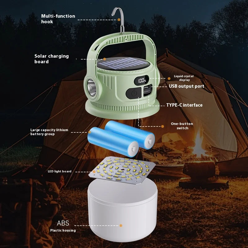 Maliben | Luminatra Solar Led Camping Lamp | Rechargeable & Waterproof | 6 Light Modes | For Outdoor, Emergencies & Travel