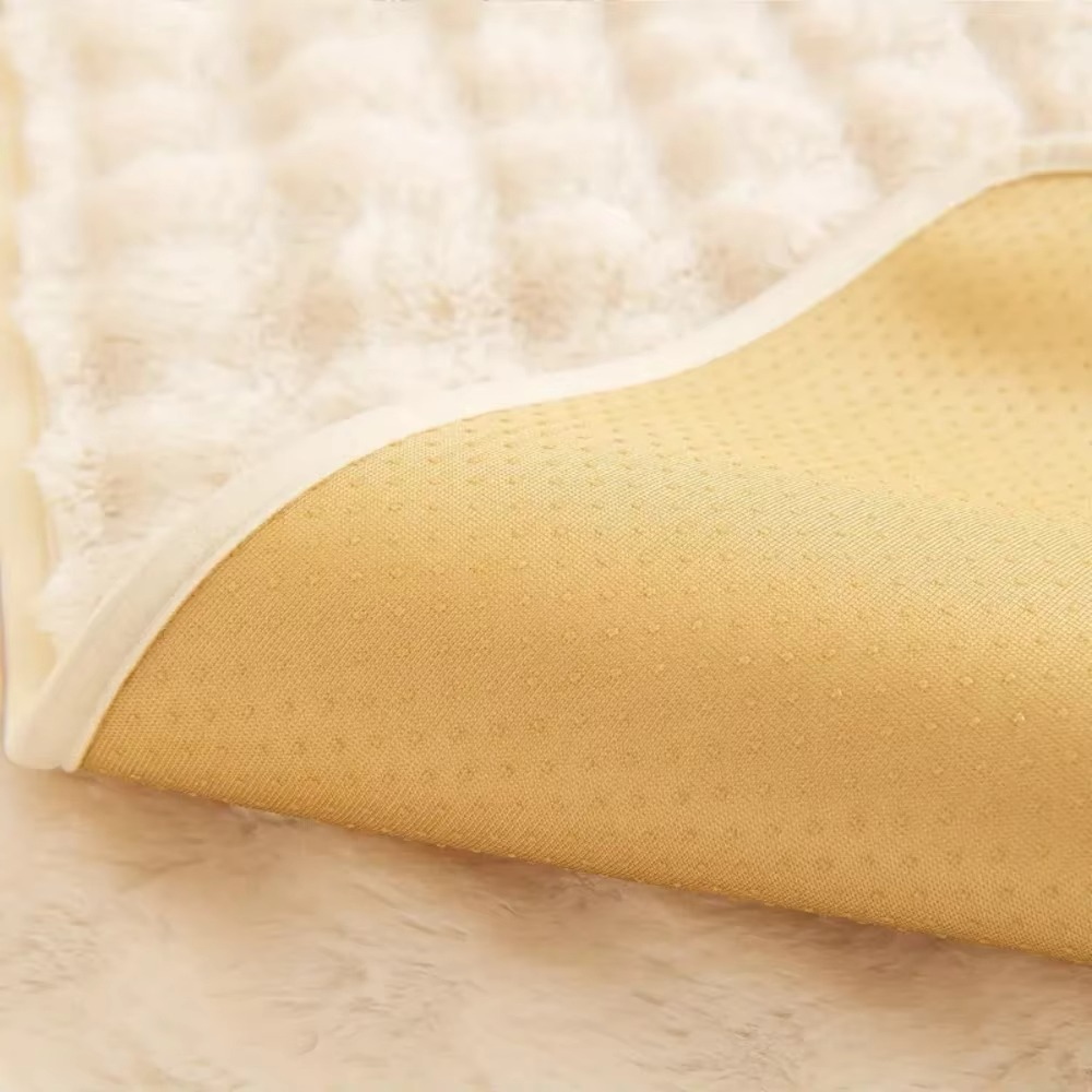 Maliben | Plush Bubble-Textured Faux Rabbit Fur Sofa Slipcover - Non-Slip Couch Cushion Cover For Living Room