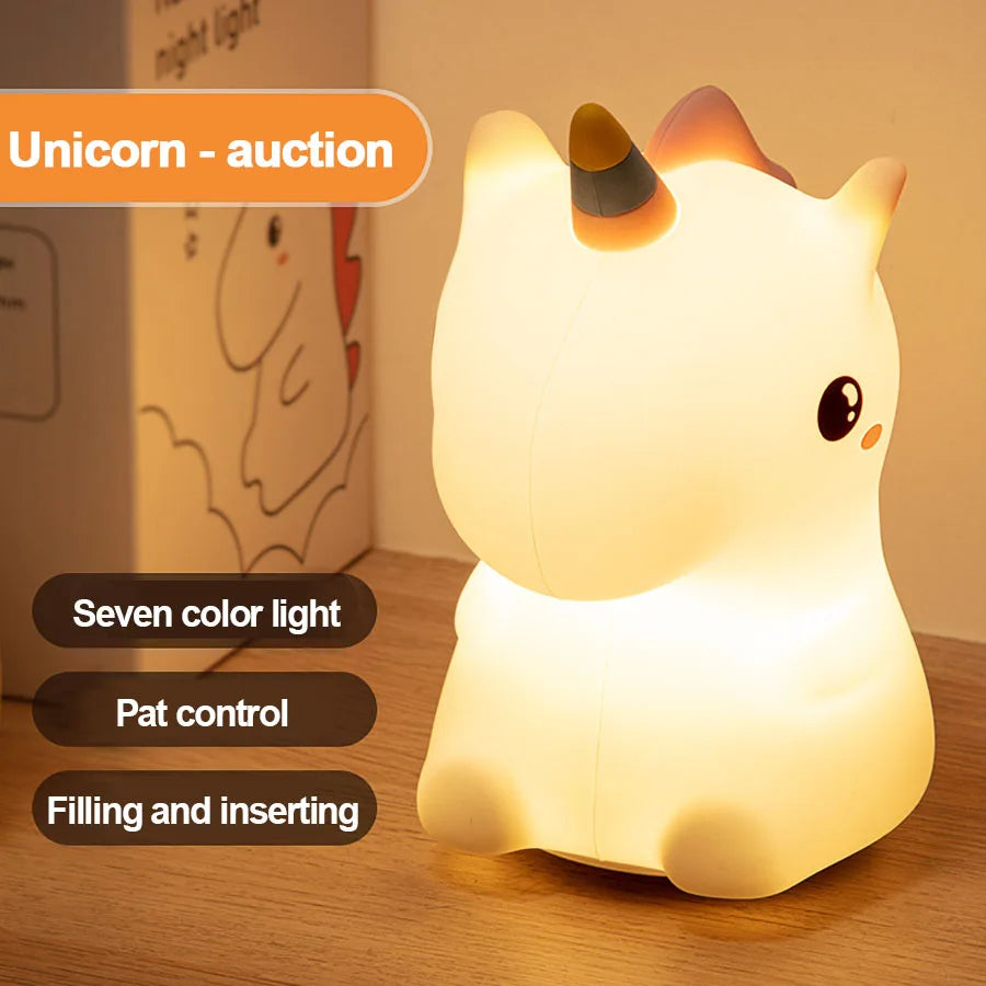Maliben | Dreamicorn Led Night Light Unicorn | Soft Silicone & Usb Rechargeable | Touch Control & 2 Brightness Levels | Nursery & Gift Idea
