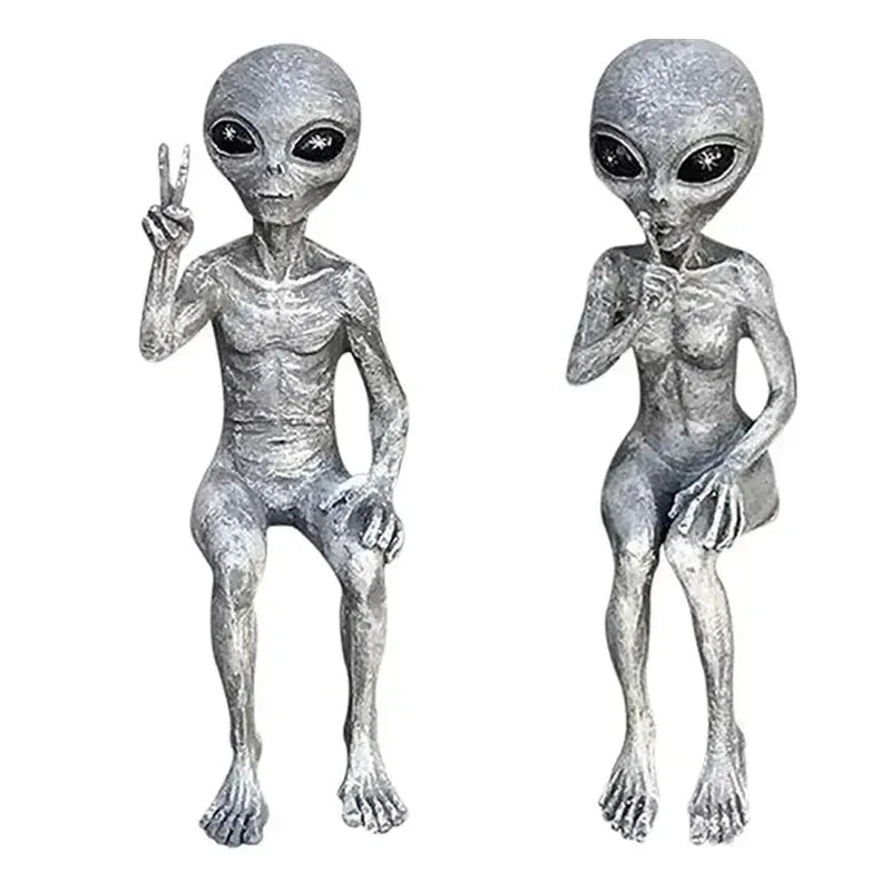 Maliben | Alien Resin Statue Ufo Figurine For Garden Decoration