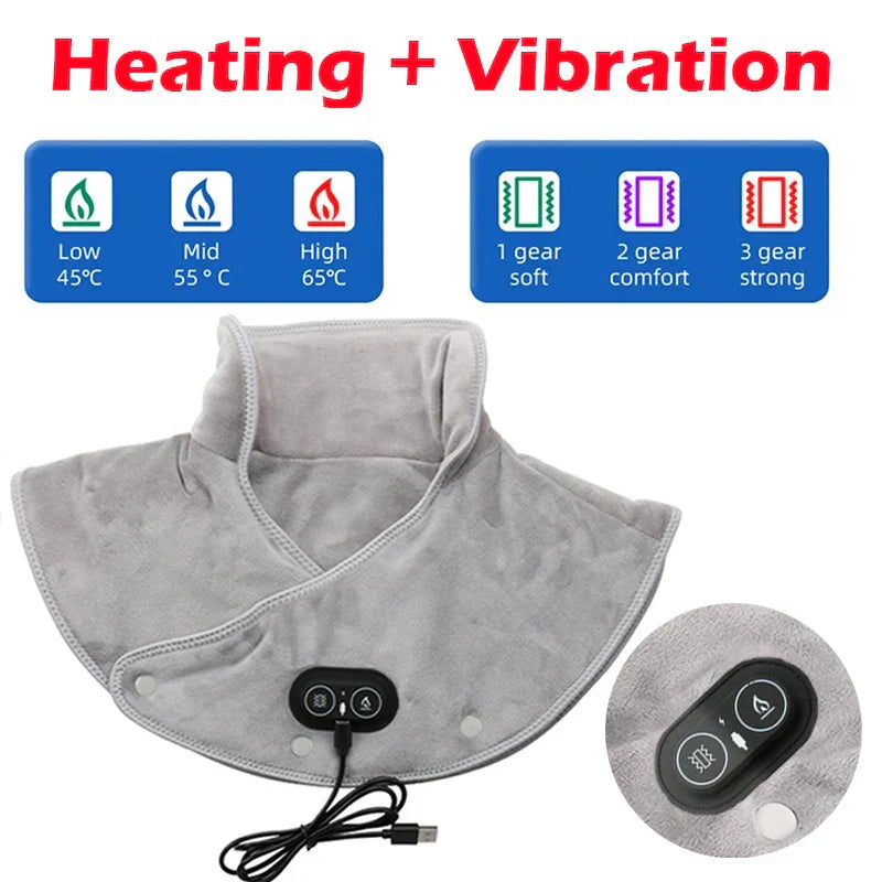 Maliben | Warm Neck And Shoulder Massager Usb Heating Cushion With Vibration