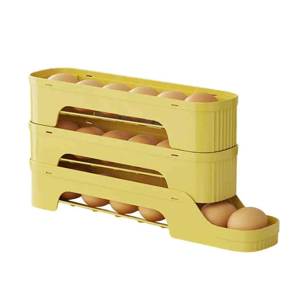 Maliben | Egg Box Rollomaxx | 4-Tier Egg Organizer | Space-Saving & Self-Rolling | Transparent Design