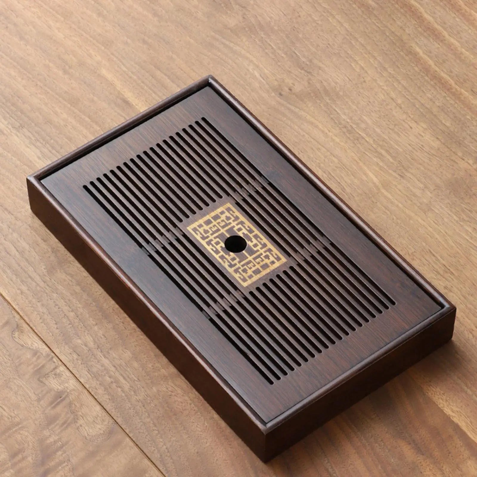 Maliben | Chinese Tea Tray with Water Storage Box Durable Simple Drainage Type Plate Tea Serving Tray for Teahouse Home Household Office