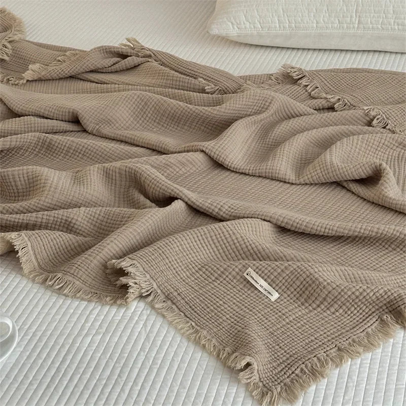 Maliben | Solid Color Cotton Sofa Blanket