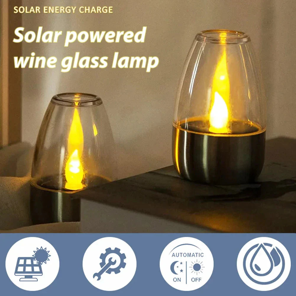 Maliben | Solarflair Stainless Steel Solar Candle Light | Warm White Led Light | For Garden, Terrace & Balcony