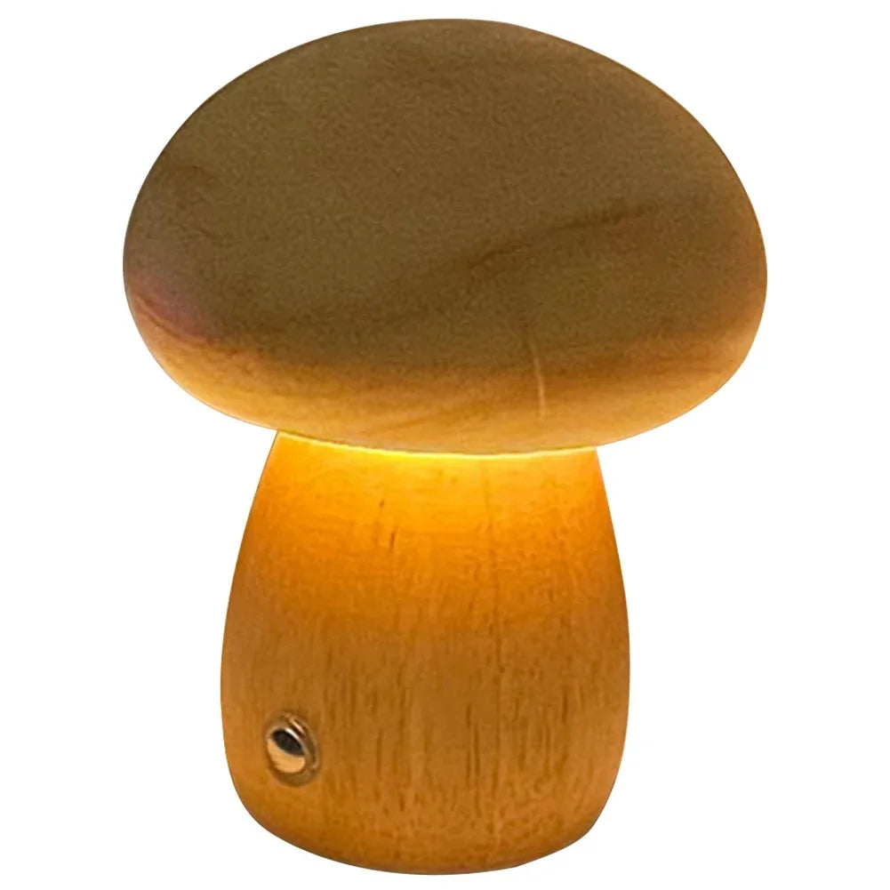 Maliben | Dimmable Led Mushroom Night Light Made Of Wood With Usb Charging