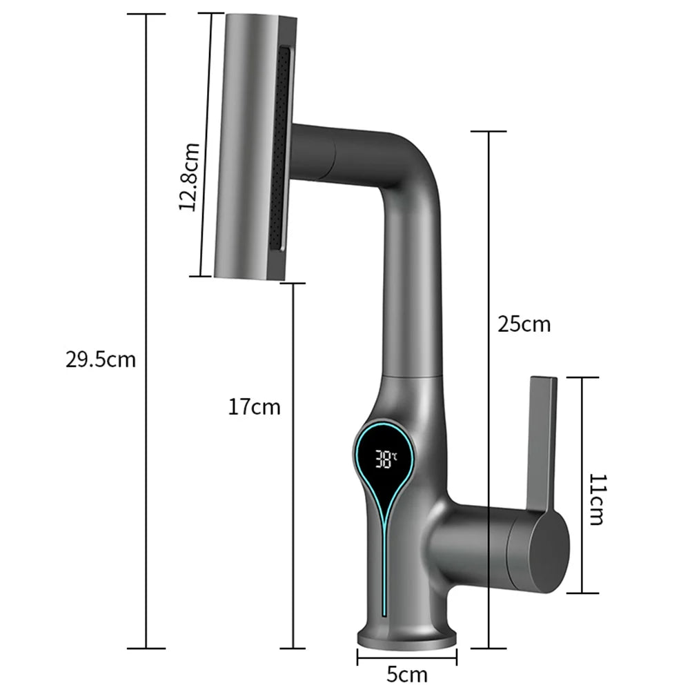 Maliben | Faucet With Waterfall Jet Temperature Display And Adjustable Sprayer